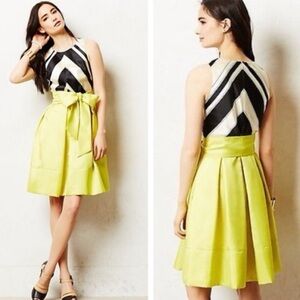 Moulinette Soeurs for Anthropologie Stripes and chartreuse dress